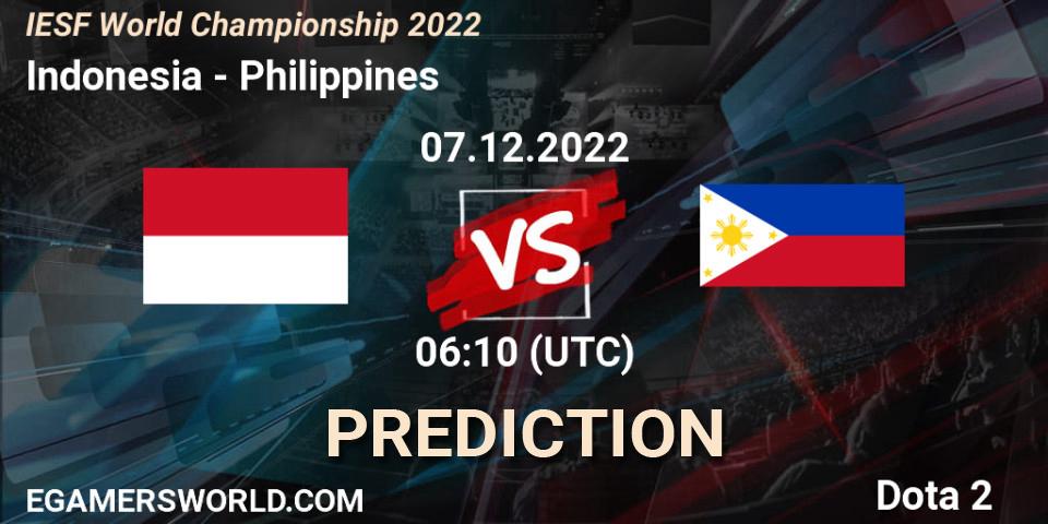 Prognoza Indonesia - Philippines. 07.12.22, Dota 2, IESF World Championship 2022 