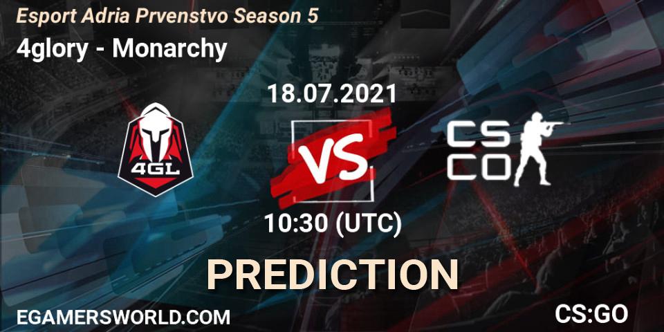 Prognoza 4glory - Monarchy. 18.07.2021 at 10:30, Counter-Strike (CS2), Esport Adria Prvenstvo Season 5