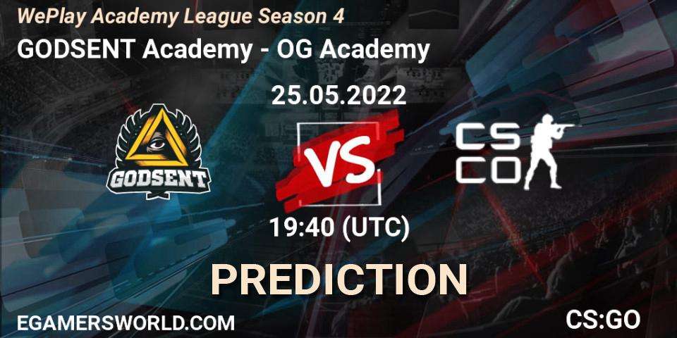 Prognoza GODSENT Academy - OG Academy. 25.05.2022 at 17:55, Counter-Strike (CS2), WePlay Academy League Season 4