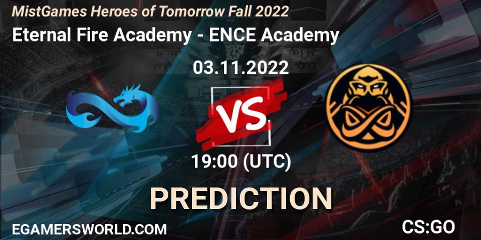 Prognoza Eternal Fire Academy - ENCE Academy. 03.11.2022 at 19:25, Counter-Strike (CS2), MistGames Heroes of Tomorrow Fall 2022