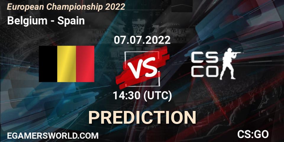Prognoza Belgium - Spain. 07.07.2022 at 14:50, Counter-Strike (CS2), European Championship 2022
