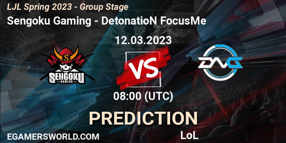 Prognoza Sengoku Gaming - DetonatioN FocusMe. 12.03.2023 at 08:00, LoL, LJL Spring 2023 - Group Stage