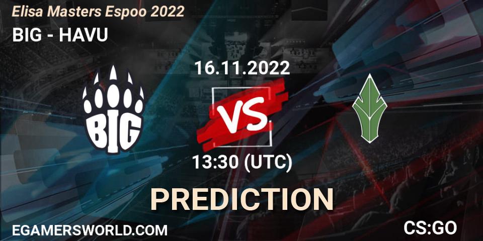 Prognoza BIG - HAVU. 16.11.22, CS2 (CS:GO), Elisa Masters Espoo 2022