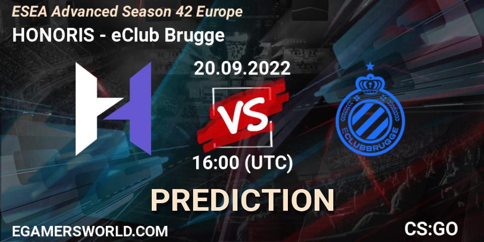 Prognoza HONORIS - eClub Brugge. 20.09.22, CS2 (CS:GO), ESEA Season 42: Advanced Division - Europe