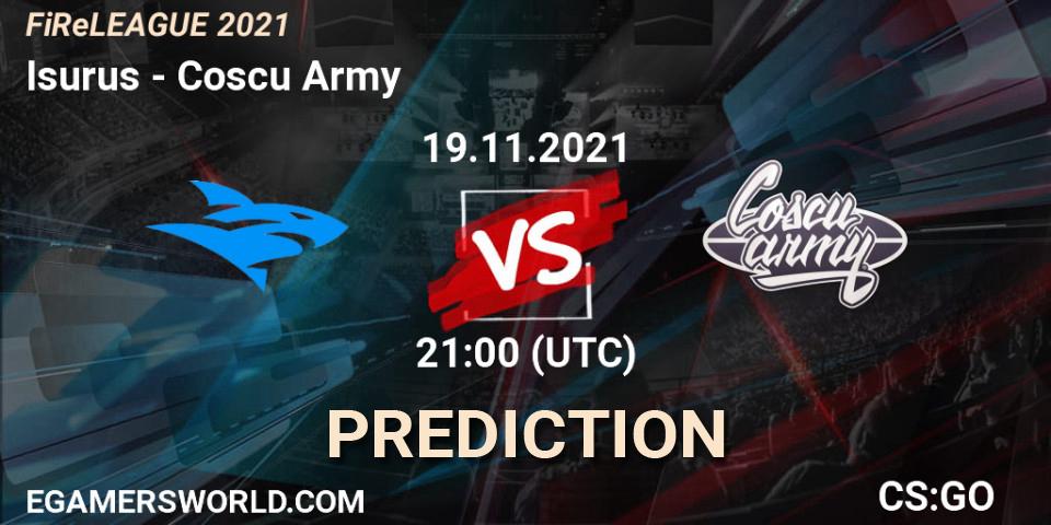 Prognoza Isurus - Coscu Army. 19.11.2021 at 20:45, Counter-Strike (CS2), FiReLEAGUE 2021