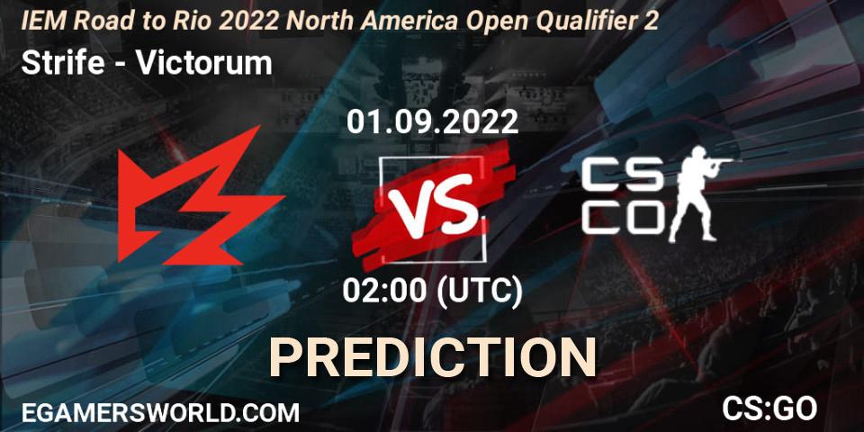 Prognoza Strife - Victorum. 01.09.2022 at 02:00, Counter-Strike (CS2), IEM Road to Rio 2022 North America Open Qualifier 2