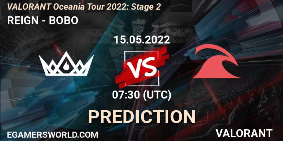 Prognoza REIGN - BOBO. 15.05.2022 at 07:30, VALORANT, VALORANT Oceania Tour 2022: Stage 2