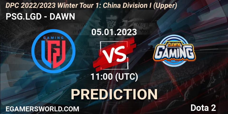 Prognoza PSG.LGD - DAWN. 05.01.2023 at 11:00, Dota 2, DPC 2022/2023 Winter Tour 1: CN Division I (Upper)