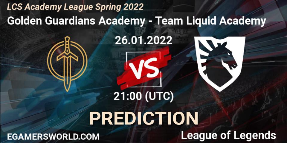 Prognoza Golden Guardians Academy - Team Liquid Academy. 26.01.2022 at 21:00, LoL, LCS Academy League Spring 2022