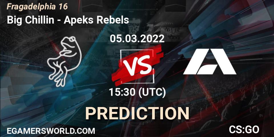 Prognoza Big Chillin - Apeks Rebels. 05.03.2022 at 15:55, Counter-Strike (CS2), Fragadelphia 16