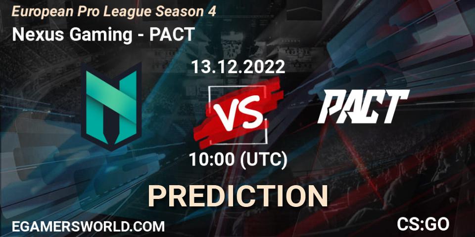 Prognoza Nexus Gaming - PACT. 13.12.22, CS2 (CS:GO), European Pro League Season 4
