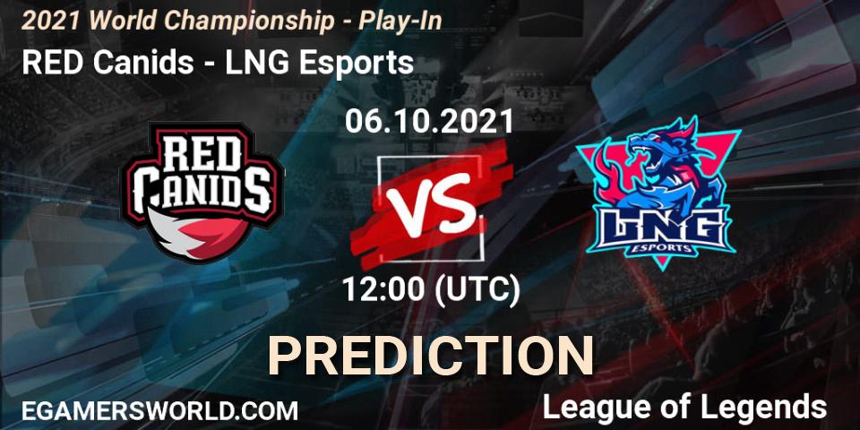Prognoza RED Canids - LNG Esports. 06.10.2021 at 12:00, LoL, 2021 World Championship - Play-In