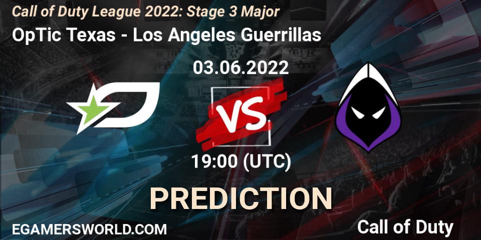 Prognoza OpTic Texas - Los Angeles Guerrillas. 03.06.2022 at 19:00, Call of Duty, Call of Duty League 2022: Stage 3 Major