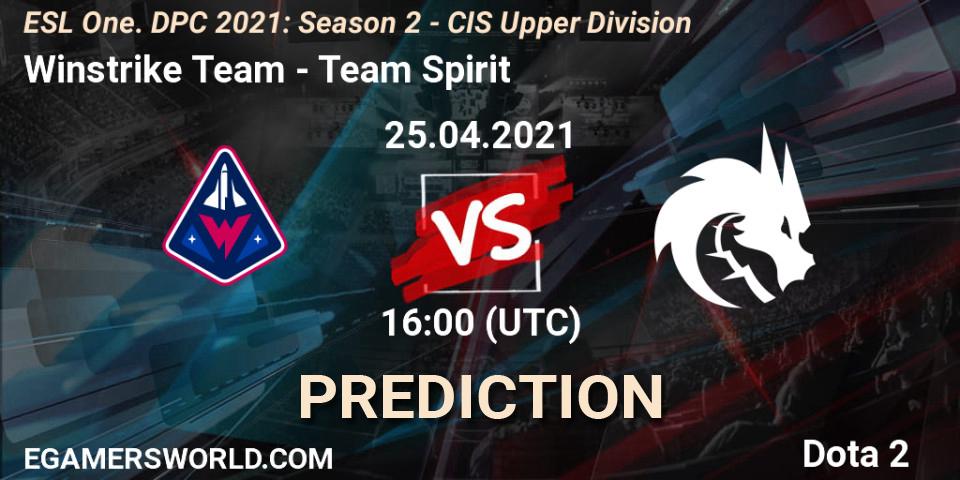 Prognoza Winstrike Team - Team Spirit. 25.04.21, Dota 2, ESL One. DPC 2021: Season 2 - CIS Upper Division
