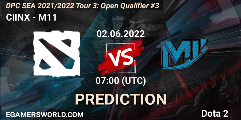 Prognoza CIINX - M11. 02.06.2022 at 07:00, Dota 2, DPC SEA 2021/2022 Tour 3: Open Qualifier #3