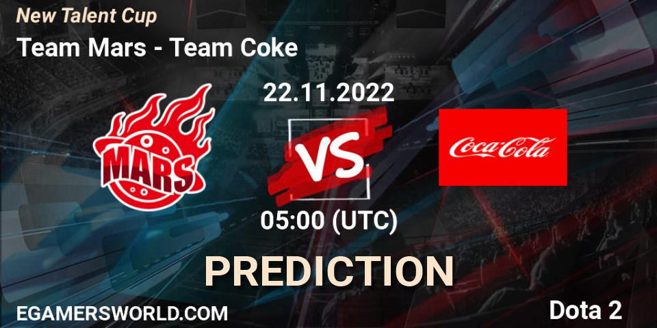 Prognoza Team Mars - Team Coke. 22.11.2022 at 07:23, Dota 2, New Talent Cup