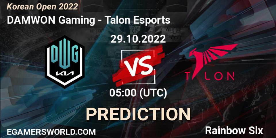 Prognoza DAMWON Gaming - Talon Esports. 29.10.2022 at 05:00, Rainbow Six, Korean Open 2022