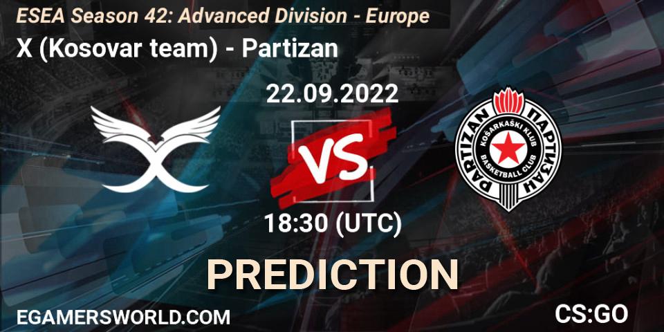 Prognoza X (Kosovar team) - Partizan. 22.09.2022 at 16:00, Counter-Strike (CS2), ESEA Season 42: Advanced Division - Europe