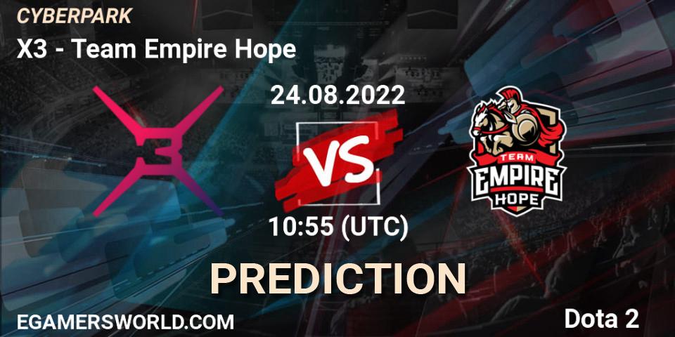 Prognoza X3 - Team Empire Hope. 24.08.2022 at 10:55, Dota 2, CYBERPARK
