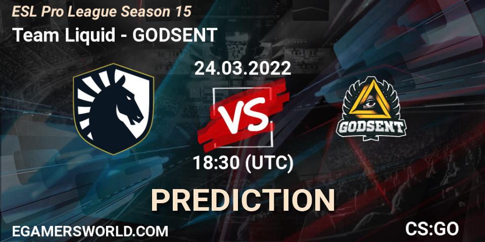 Prognoza Team Liquid - GODSENT. 24.03.2022 at 18:30, Counter-Strike (CS2), ESL Pro League Season 15