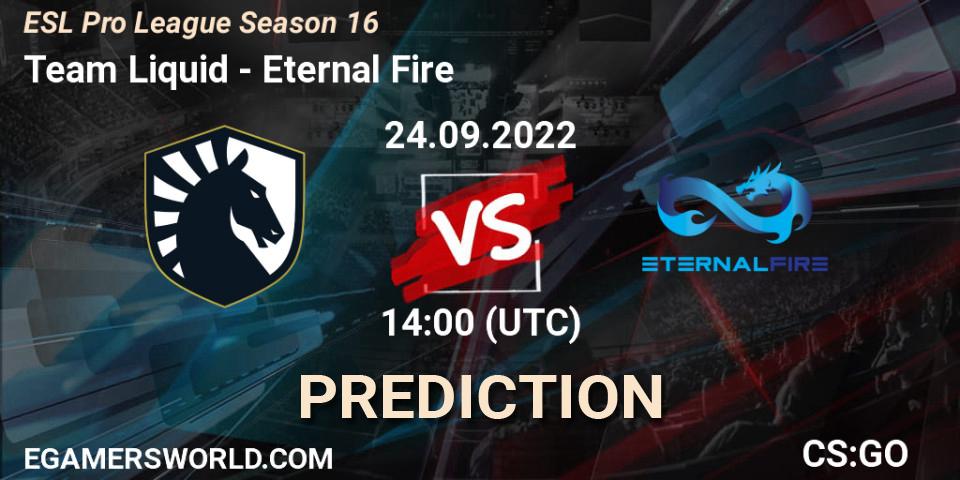 Prognoza Team Liquid - Eternal Fire. 24.09.2022 at 14:00, Counter-Strike (CS2), ESL Pro League Season 16