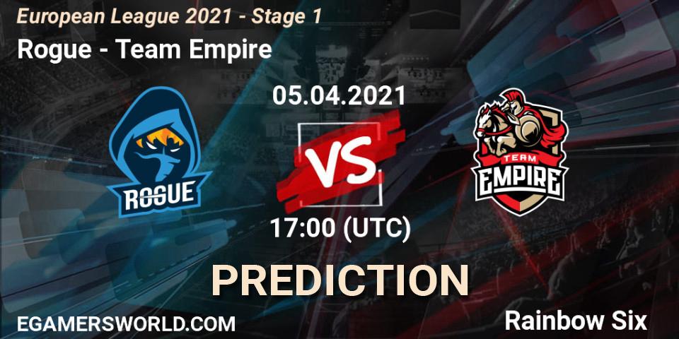 Prognoza Rogue - Team Empire. 05.04.2021 at 16:00, Rainbow Six, European League 2021 - Stage 1
