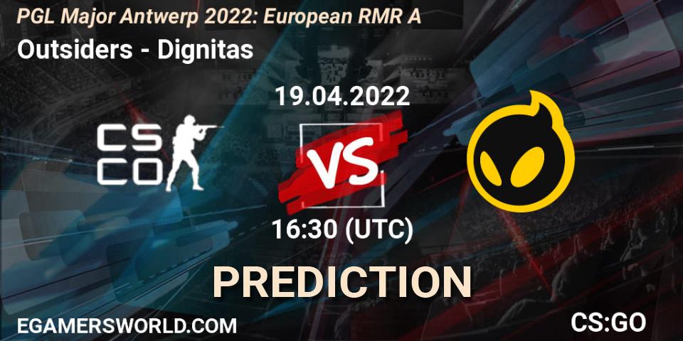 Prognoza Outsiders - Dignitas. 19.04.22, CS2 (CS:GO), PGL Major Antwerp 2022: European RMR A