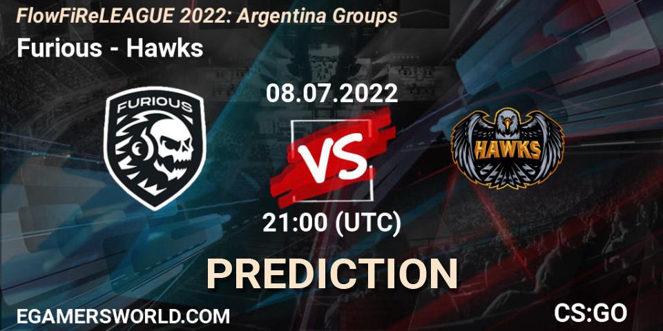 Prognoza Furious - Hawks. 08.07.22, CS2 (CS:GO), FlowFiReLEAGUE 2022: Argentina Groups