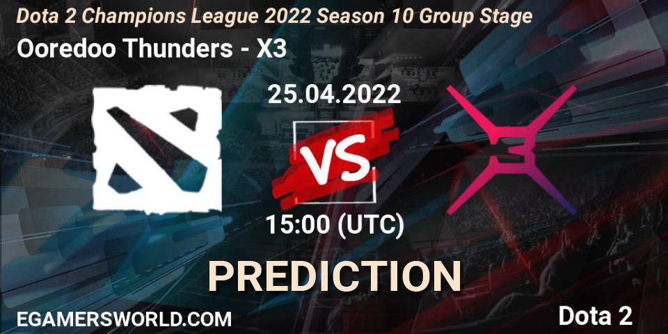 Prognoza Ooredoo Thunders - X3. 25.04.2022 at 15:00, Dota 2, Dota 2 Champions League 2022 Season 10 