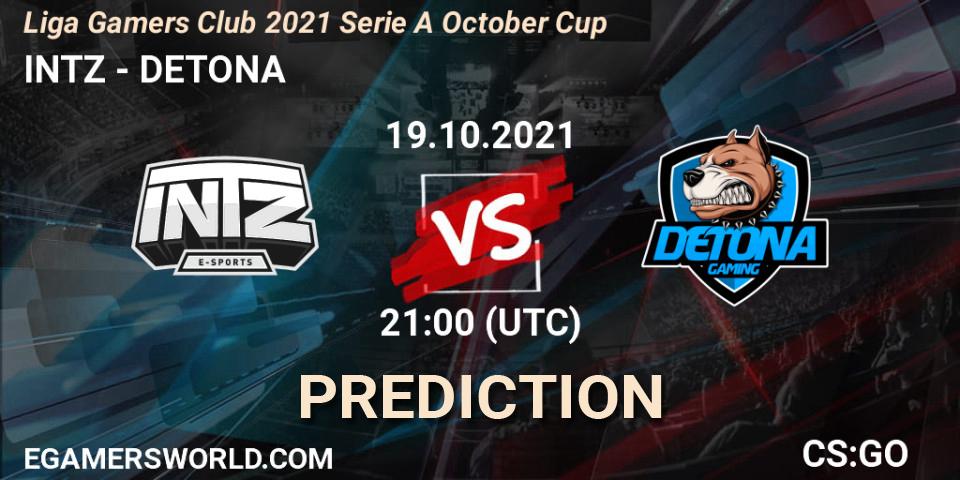 Prognoza INTZ - DETONA. 19.10.2021 at 23:30, Counter-Strike (CS2), Liga Gamers Club 2021 Serie A October Cup