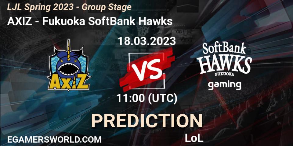 Prognoza AXIZ - Fukuoka SoftBank Hawks. 18.03.23, LoL, LJL Spring 2023 - Group Stage