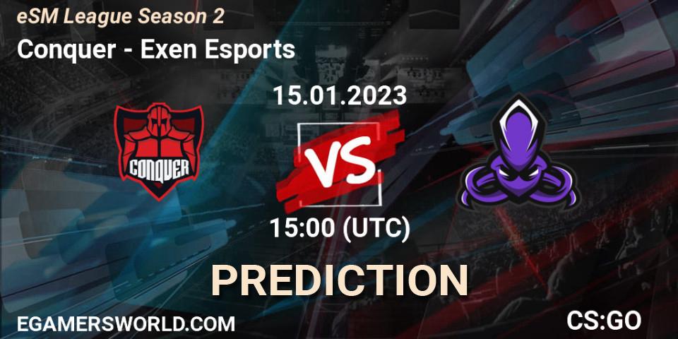 Prognoza Conquer - Exen Esports. 15.01.2023 at 15:00, Counter-Strike (CS2), eSM League Season 2