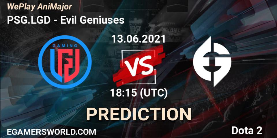 Prognoza PSG.LGD - Evil Geniuses. 13.06.2021 at 18:15, Dota 2, WePlay AniMajor 2021