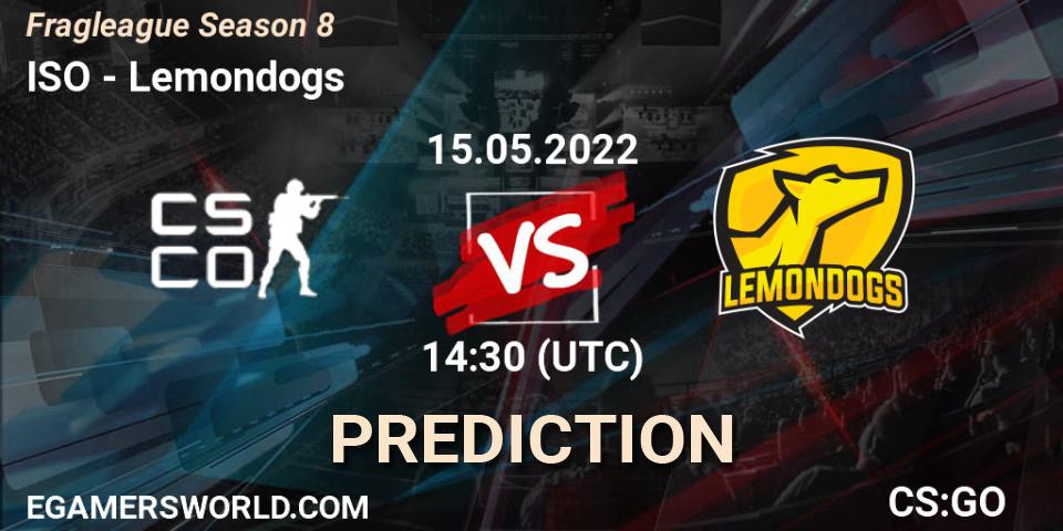 Prognoza ISO Esports - Lemondogs. 15.05.2022 at 14:30, Counter-Strike (CS2), Fragleague Season 8