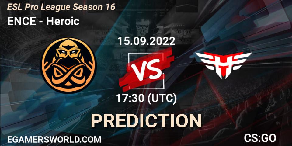 Prognoza ENCE - Heroic. 15.09.2022 at 17:30, Counter-Strike (CS2), ESL Pro League Season 16