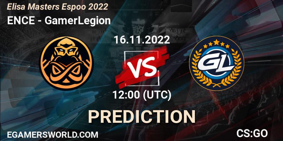 Prognoza ENCE - GamerLegion. 16.11.2022 at 13:00, Counter-Strike (CS2), Elisa Masters Espoo 2022