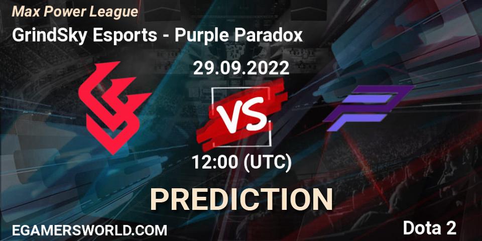 Prognoza GrindSky Esports - Purple Paradox. 29.09.2022 at 12:11, Dota 2, Max Power League