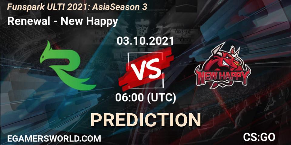 Prognoza Renewal - New Happy. 11.10.2021 at 06:00, Counter-Strike (CS2), Funspark ULTI 2021: Asia Season 3