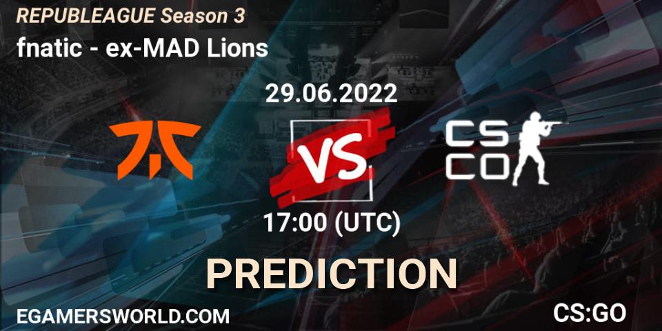 Prognoza fnatic - ex-MAD Lions. 29.06.2022 at 17:00, Counter-Strike (CS2), REPUBLEAGUE Season 3