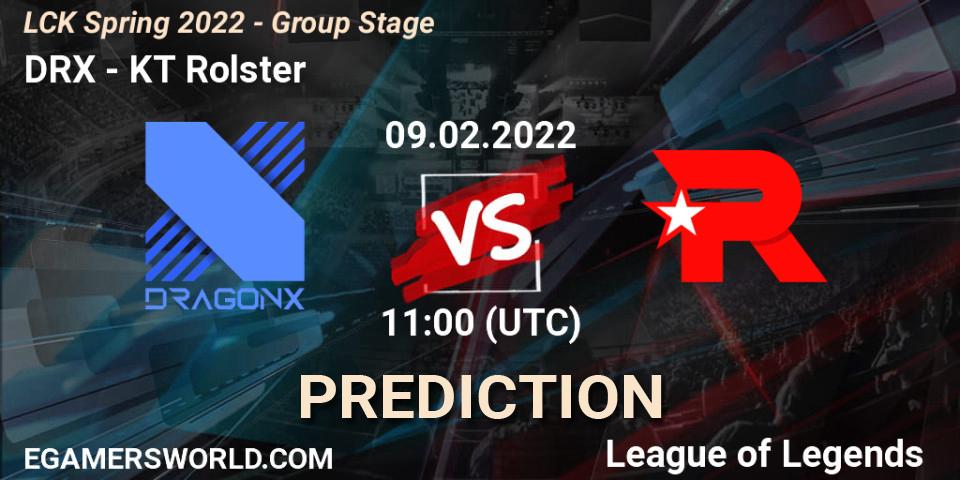Prognoza DRX - KT Rolster. 09.02.2022 at 11:30, LoL, LCK Spring 2022 - Group Stage