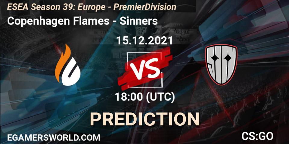 Prognoza Copenhagen Flames - Sinners. 15.12.2021 at 18:00, Counter-Strike (CS2), ESEA Season 39: Europe - Premier Division