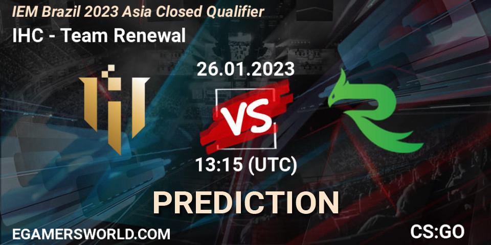 Prognoza IHC - Team Renewal. 26.01.23, CS2 (CS:GO), IEM Brazil Rio 2023 Asia Closed Qualifier