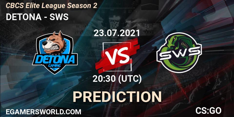 Prognoza DETONA - SWS. 23.07.2021 at 20:45, Counter-Strike (CS2), CBCS Elite League Season 2
