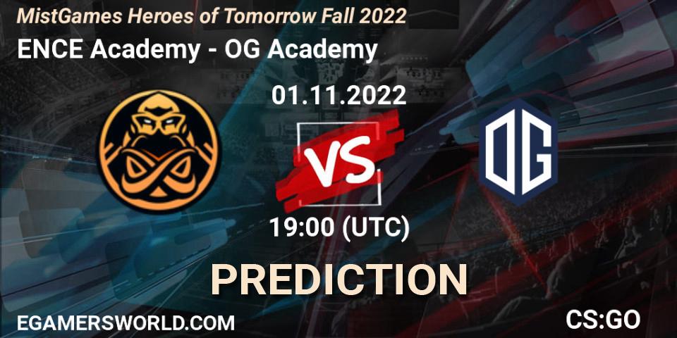 Prognoza ENCE Academy - OG Academy. 01.11.2022 at 19:45, Counter-Strike (CS2), MistGames Heroes of Tomorrow Fall 2022