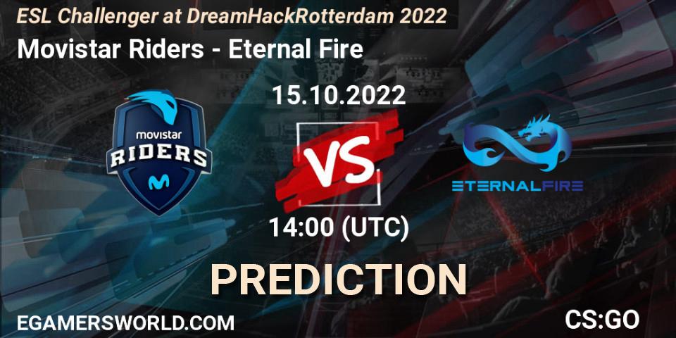Prognoza Movistar Riders - Eternal Fire. 15.10.2022 at 14:00, Counter-Strike (CS2), ESL Challenger at DreamHack Rotterdam 2022