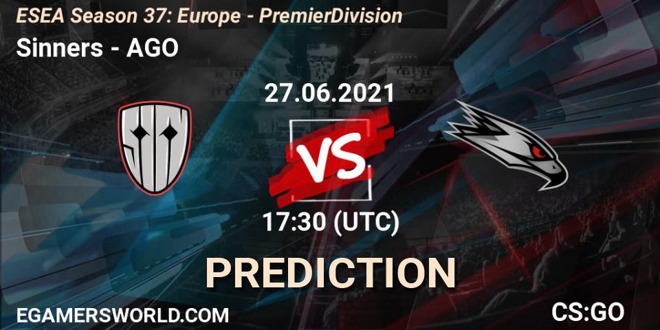Prognoza Sinners - AGO. 27.06.2021 at 17:30, Counter-Strike (CS2), ESEA Season 37: Europe - Premier Division