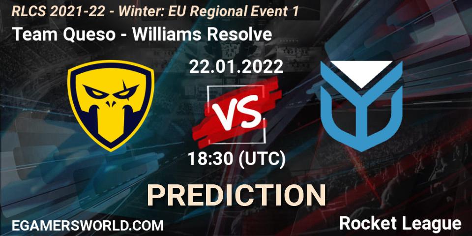 Prognoza Team Queso - Williams Resolve. 22.01.2022 at 17:20, Rocket League, RLCS 2021-22 - Winter: EU Regional Event 1