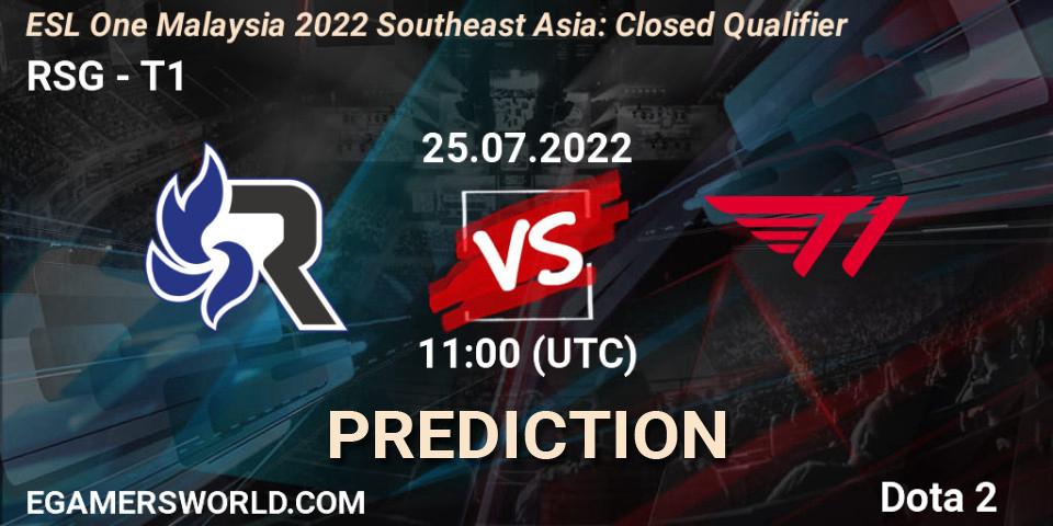 Prognoza RSG - T1. 25.07.2022 at 11:00, Dota 2, ESL One Malaysia 2022 Southeast Asia: Closed Qualifier
