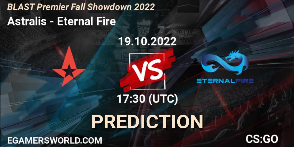 Prognoza Astralis - Eternal Fire. 19.10.2022 at 17:15, Counter-Strike (CS2), BLAST Premier Fall Showdown 2022 Europe