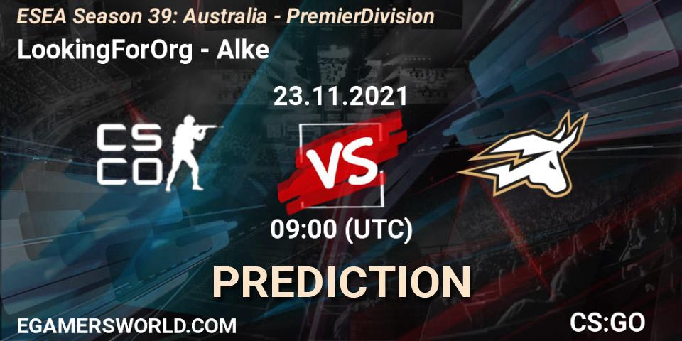 Prognoza LookingForOrg - Alke. 23.11.2021 at 09:00, Counter-Strike (CS2), ESEA Season 39: Australia - Premier Division